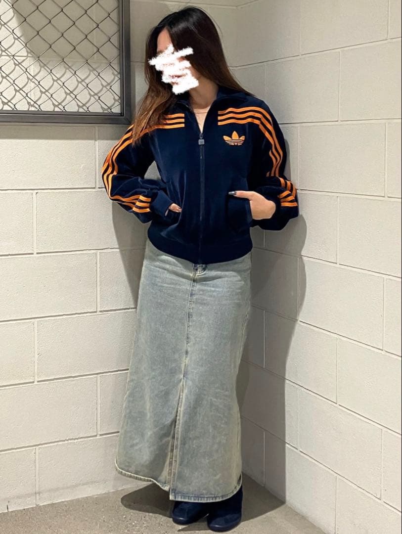 adidas ネイビー トラックジャケット ベロア