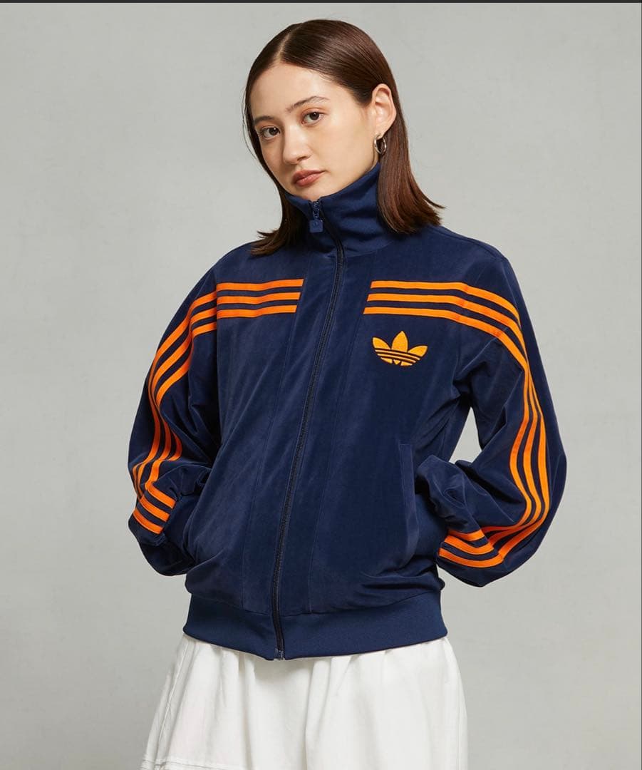 adidas ネイビー トラックジャケット ベロア