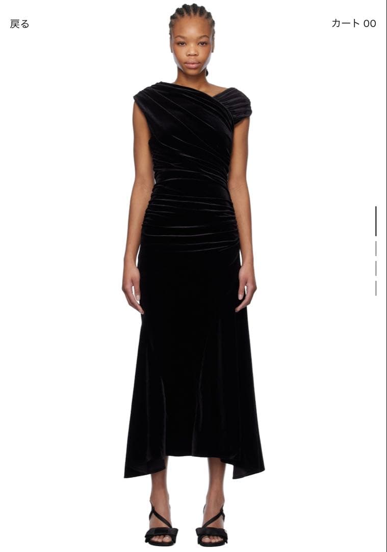 K*a様 GANNI ブラックベルベットルーシュマキシドレス