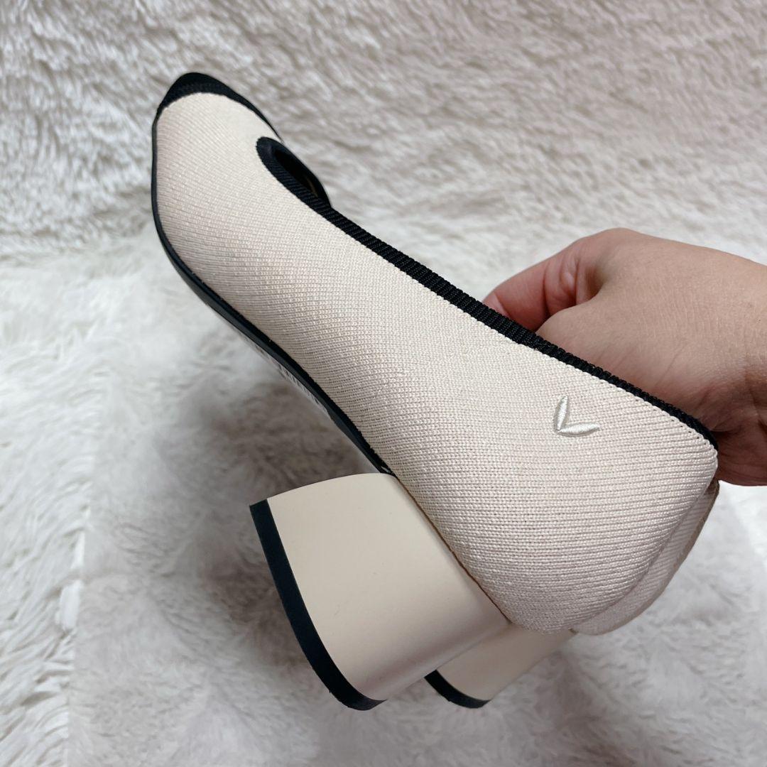 極美品 ビバイア バイカラー パンプス ホワイト アイボリー ブラック ヒール