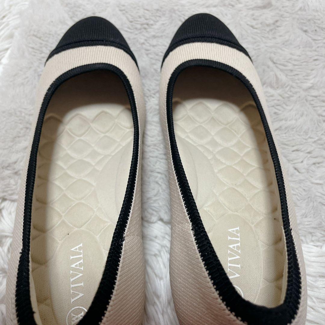 極美品 ビバイア バイカラー パンプス ホワイト アイボリー ブラック ヒール