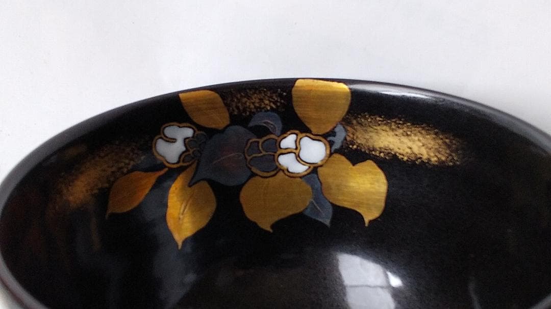 押小路窯 庄左ェ門 作 色絵 「 椿 」茶碗 押小路焼 共箱 栞 抹茶碗 新品