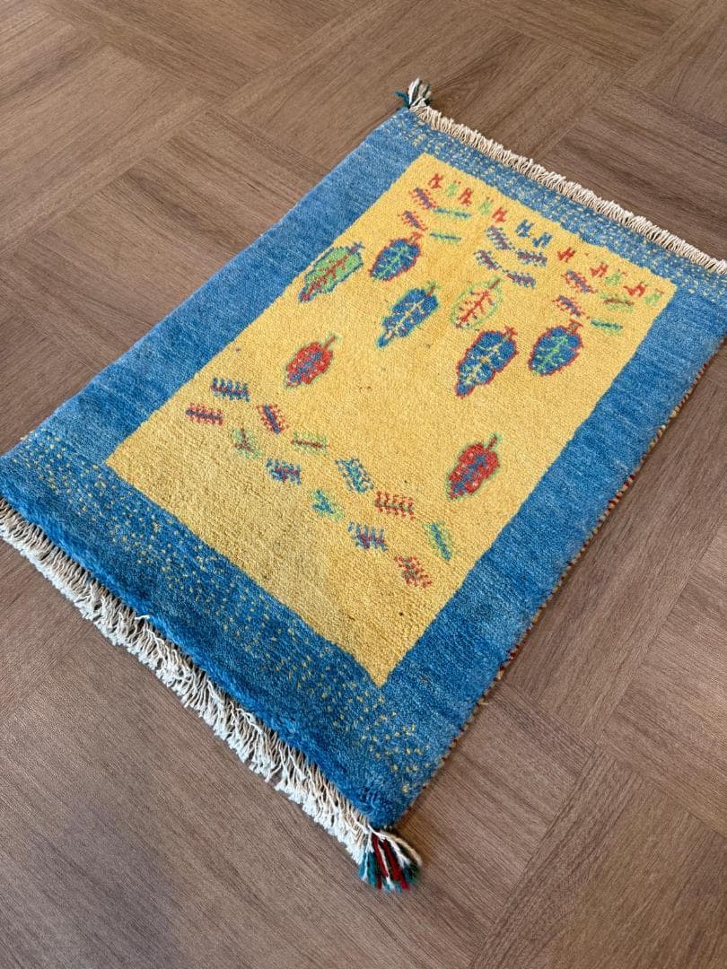 ギャッベ 86x62cm ペルシャ絨毯 手織り ギャベ 玄関マットラグ 絨毯