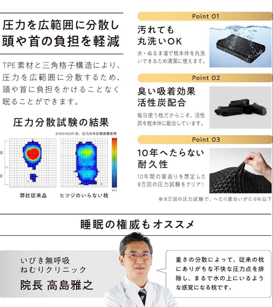 新品 ヒツジのいらない枕 テンセル枕カバー付 低反発 高反発 丸洗い安眠枕 至極