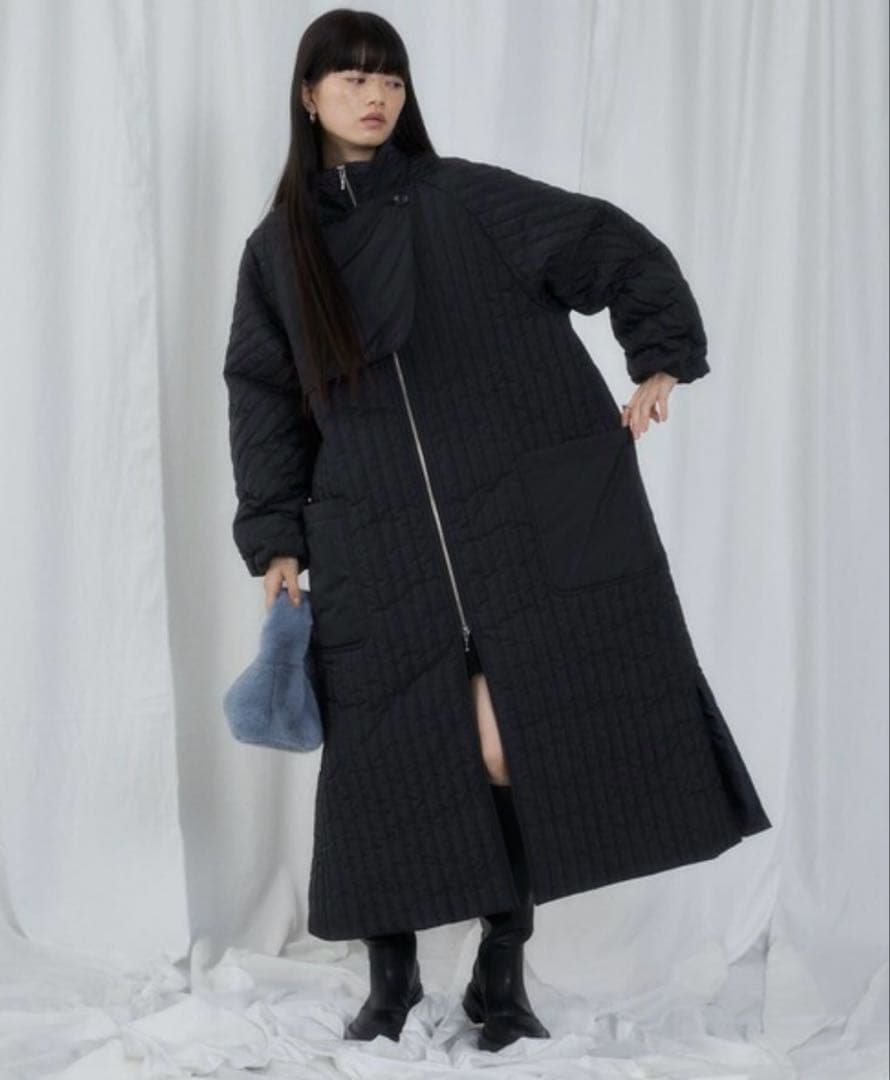 リサイクル タフタ ロング キルティングコート