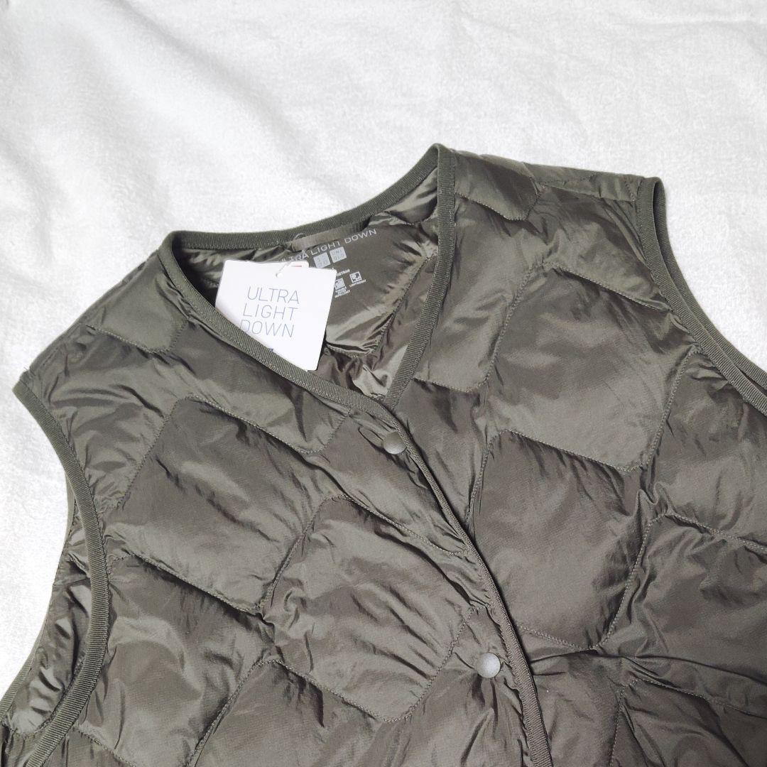 ☆新品タグ付☆ ユニクロ ウルトラライトダウンロングベスト オリーブ (カーキ)