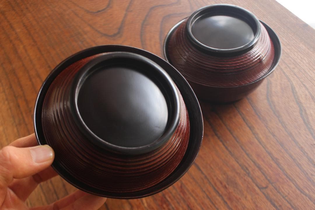 デッドストック！風情ある糸目地に優美な雀稲穂蒔絵の映えるお椀2点（検蒔絵椀雑煮椀