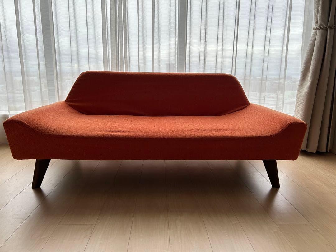 JSK　高級家具POLISソファSOL2P ベージュ/オレンジ替カバー付き