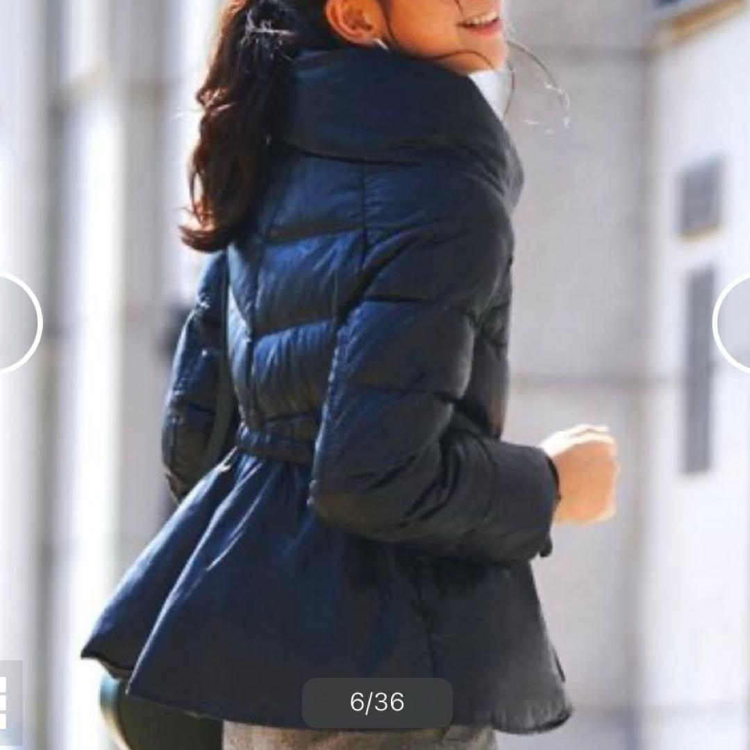 【タグ付未使用】ルイルエブティック フェイクレザー ペプラムダウンジャケット S