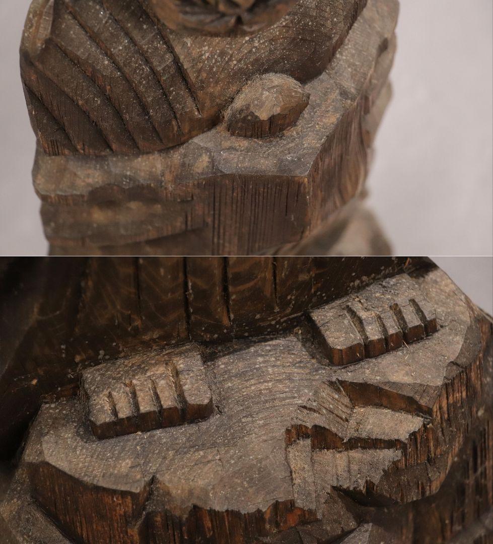 CG21 木彫 円空仏 高60.2cm / 仏教美術置物一刀彫仏像密教観音菩薩