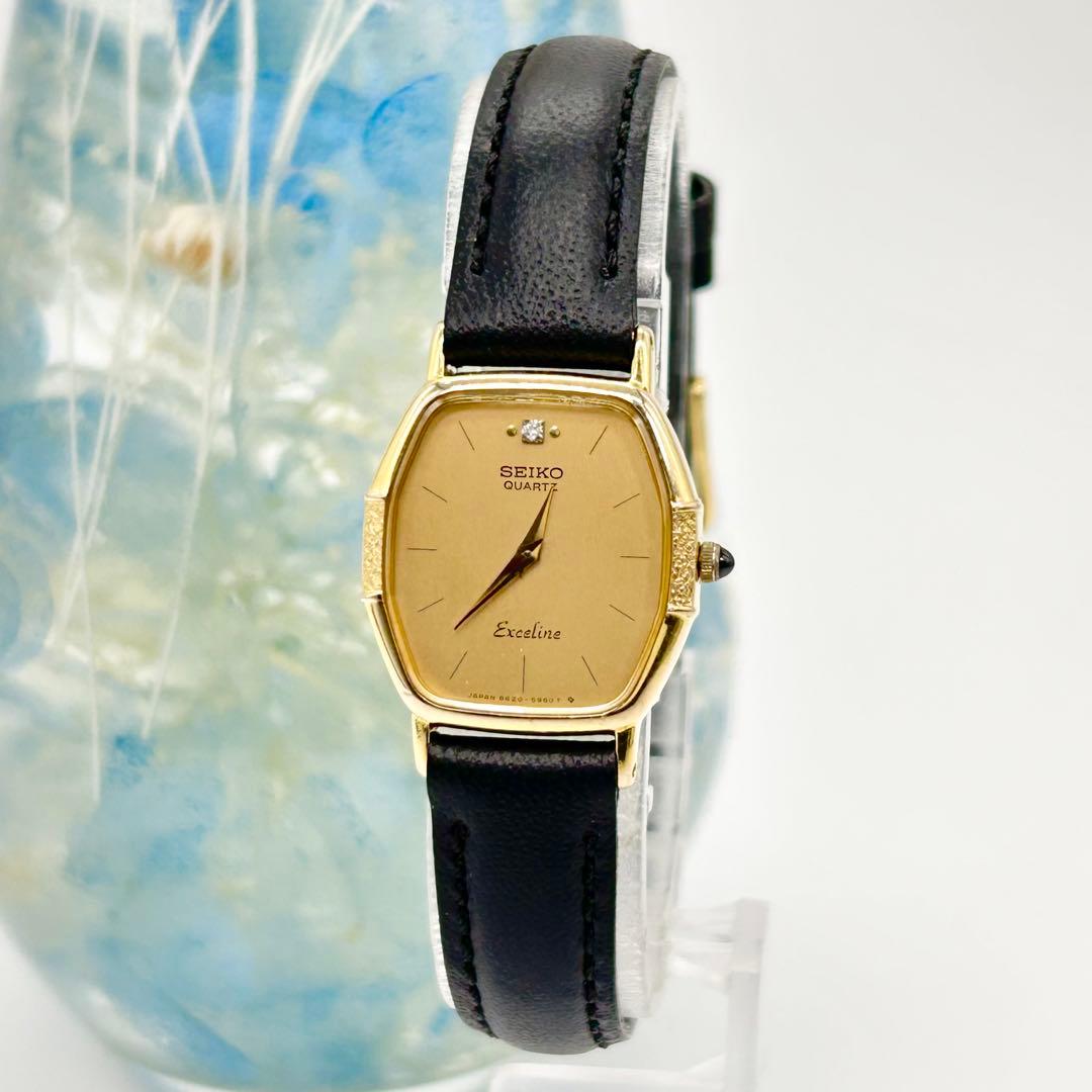 SEIKO セイコー Exceline 10K 1P ダイヤ クォーツ 腕時計