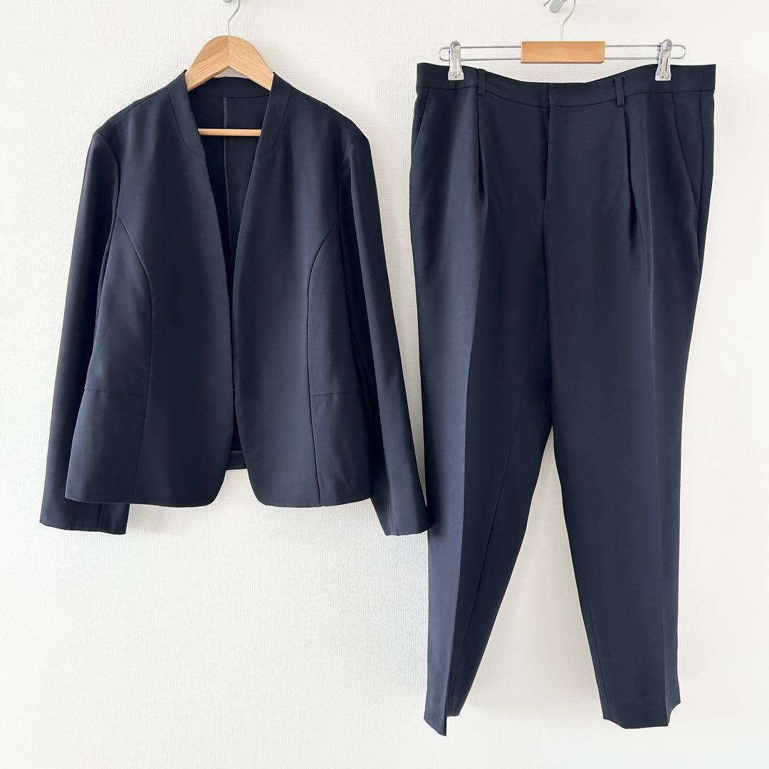 23区 パンツスーツ　セットアップ　ネイビー　大きいサイズ　48