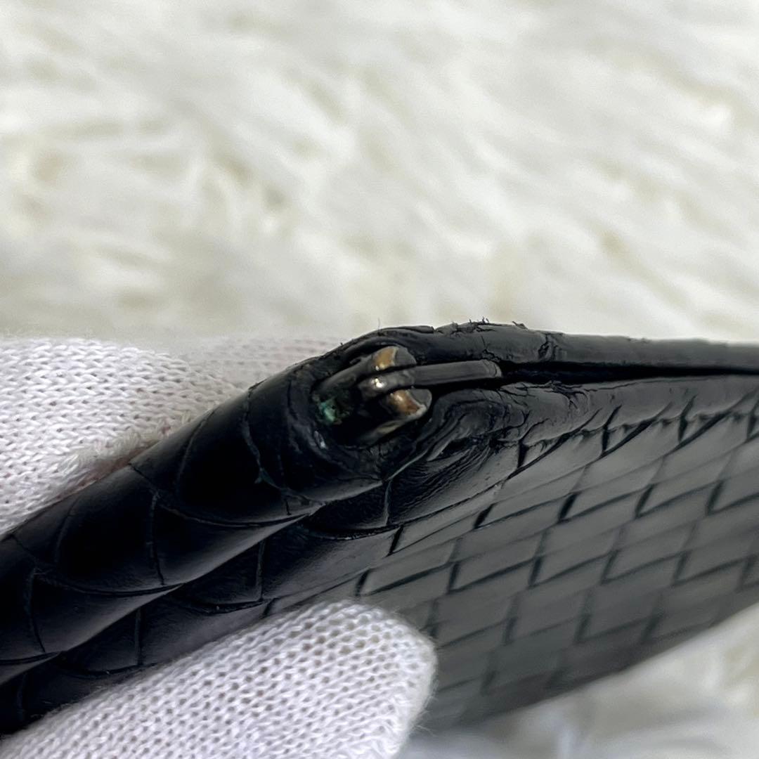 良品✨ ボッテガヴェネタ マネークリップ イントレチャート 黒 レザー 編み込み