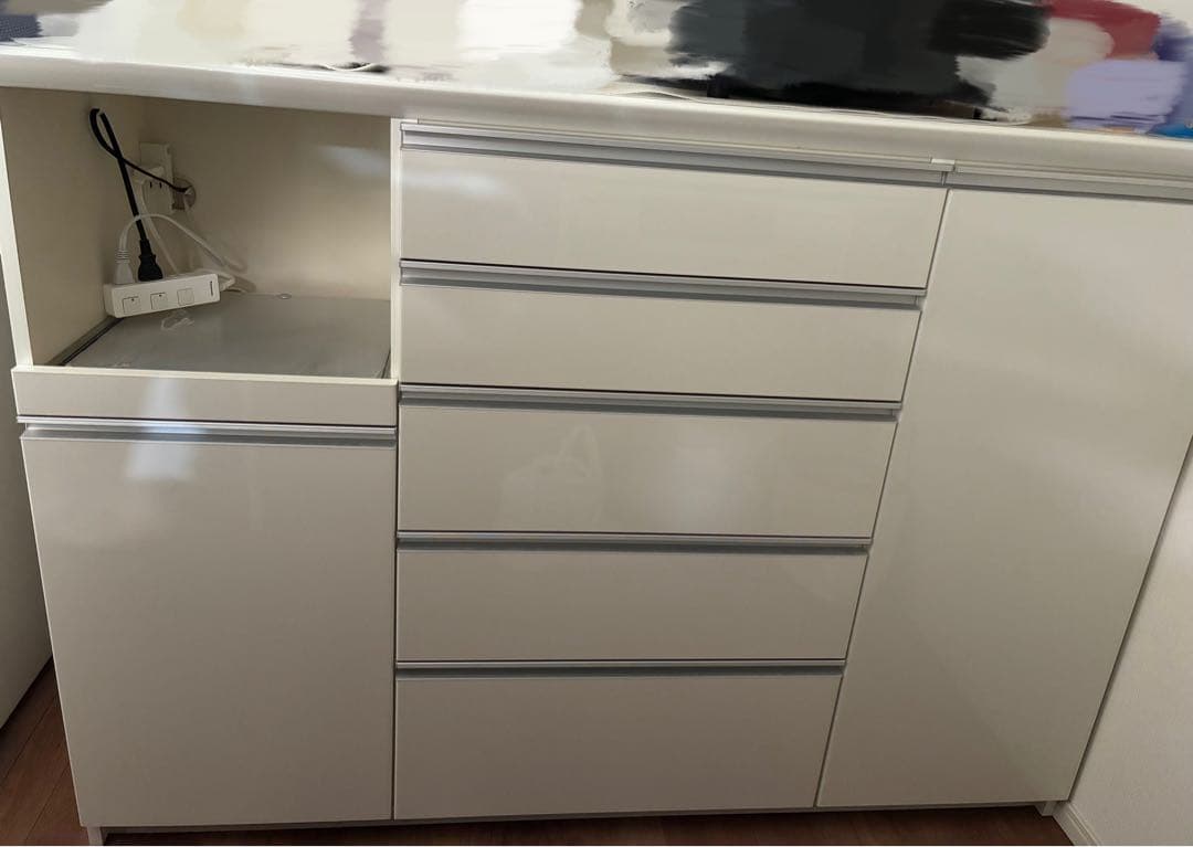 パモウナ　ハイカウンター　食器棚 炊飯器　幅140×高さ100.8cm