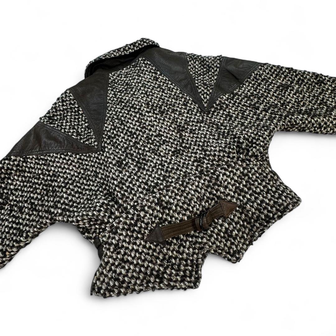 【希少】 ウール×本革 ミックスマテリアルショートコート 80s Vintage