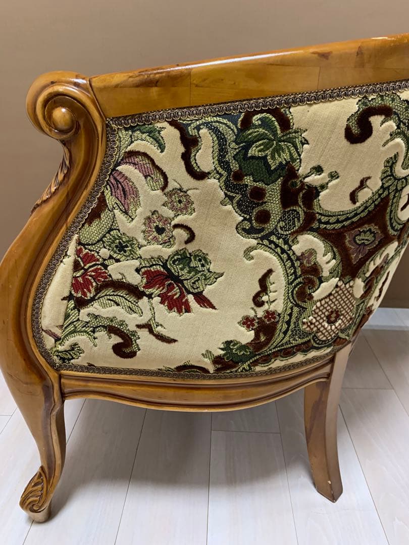 イタリア製 ヴィンテージ　ソファ 金華山　猫脚　ロココ調　輸入家具　チェア