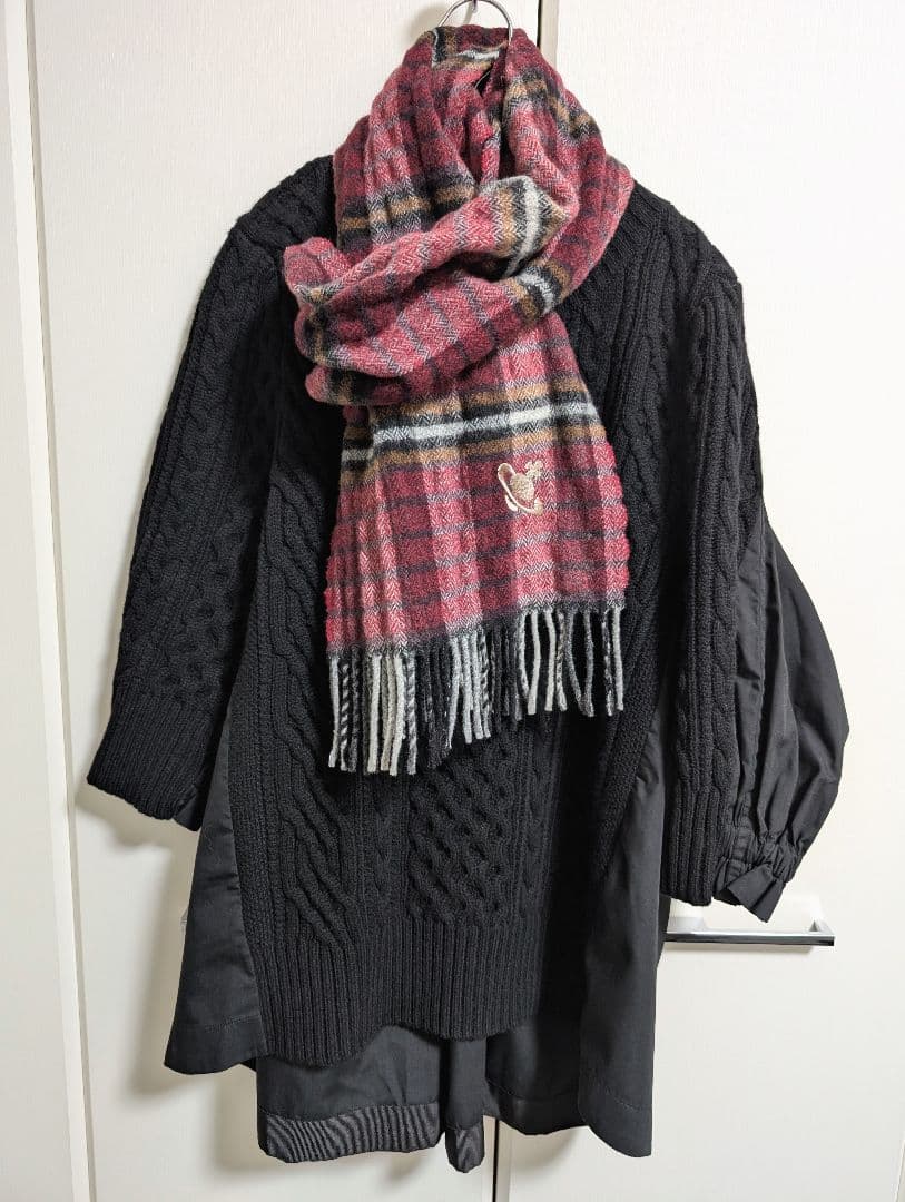 超美品ꕤ【Vivienne Westwood】オーブ刺繍チェック柄マフラー