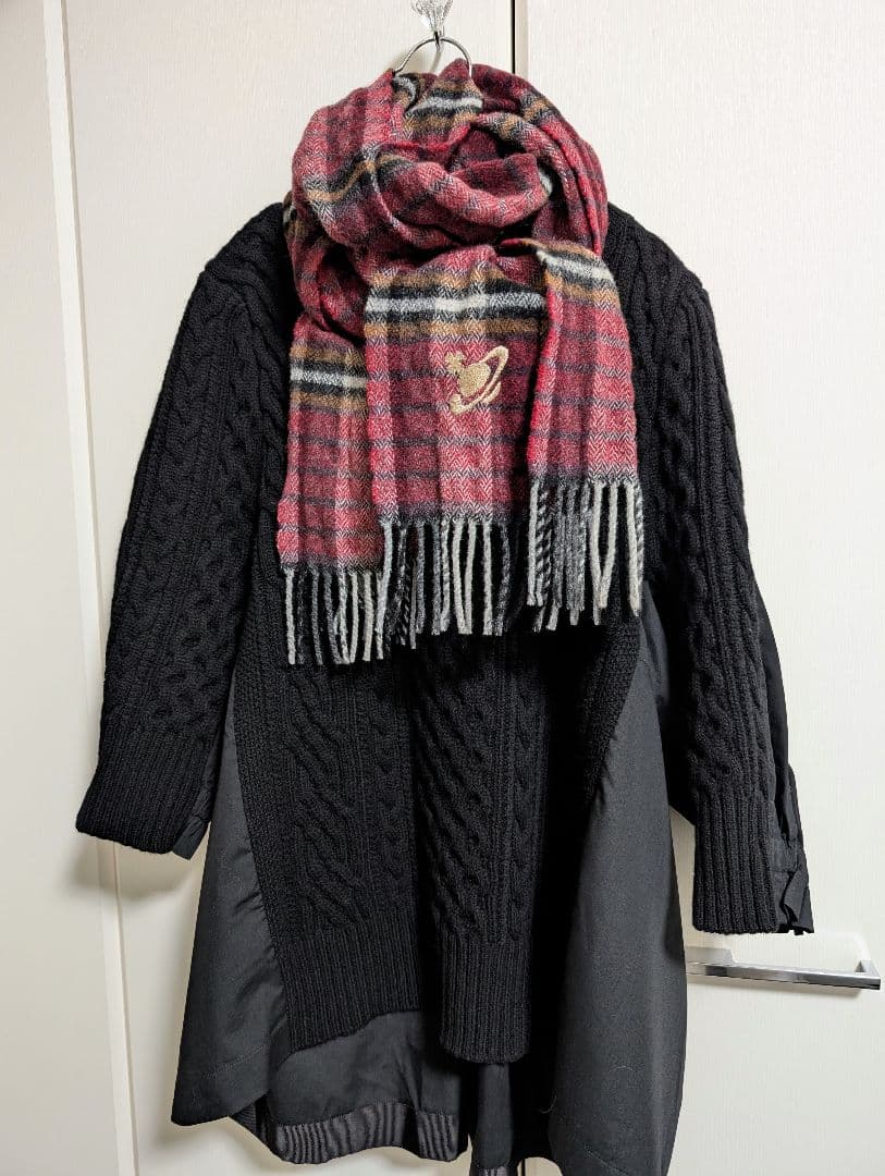 超美品ꕤ【Vivienne Westwood】オーブ刺繍チェック柄マフラー