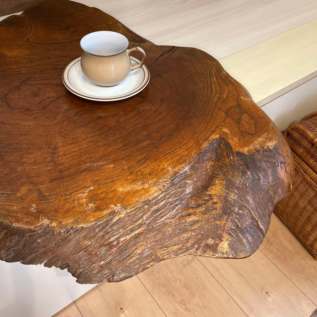 一枚板　テーブル　ヴィンテージ　蚤の市　昭和レトロ　古道具