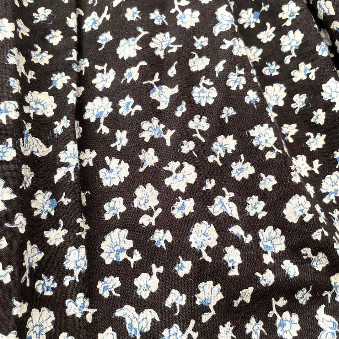 極美品　45R フラワープリントスカート　小花柄　フレア　ロング　コットン