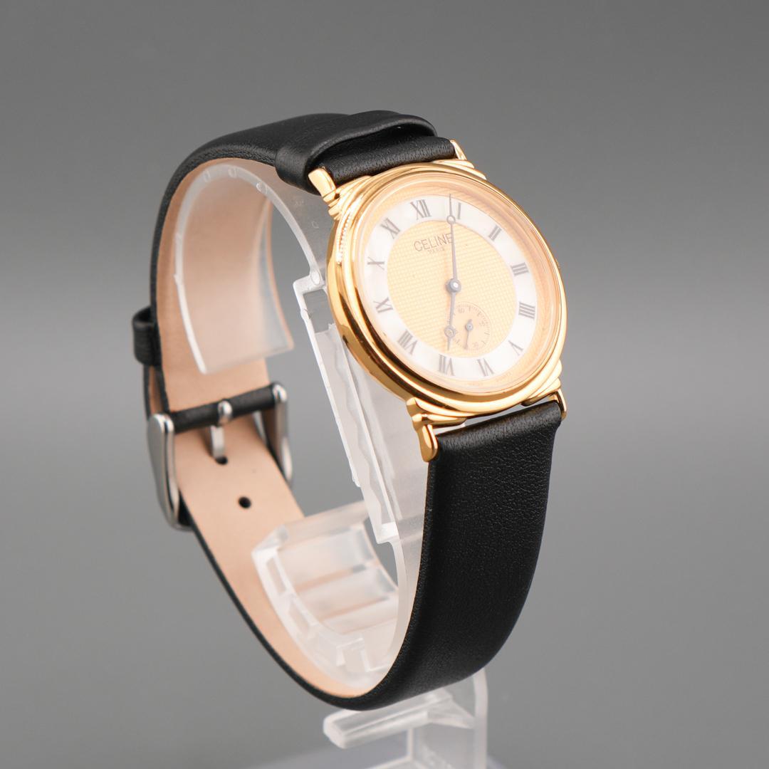 美品 CELINE シェル スモセコ 腕時計 電池新品 新品ベルト クォーツ
