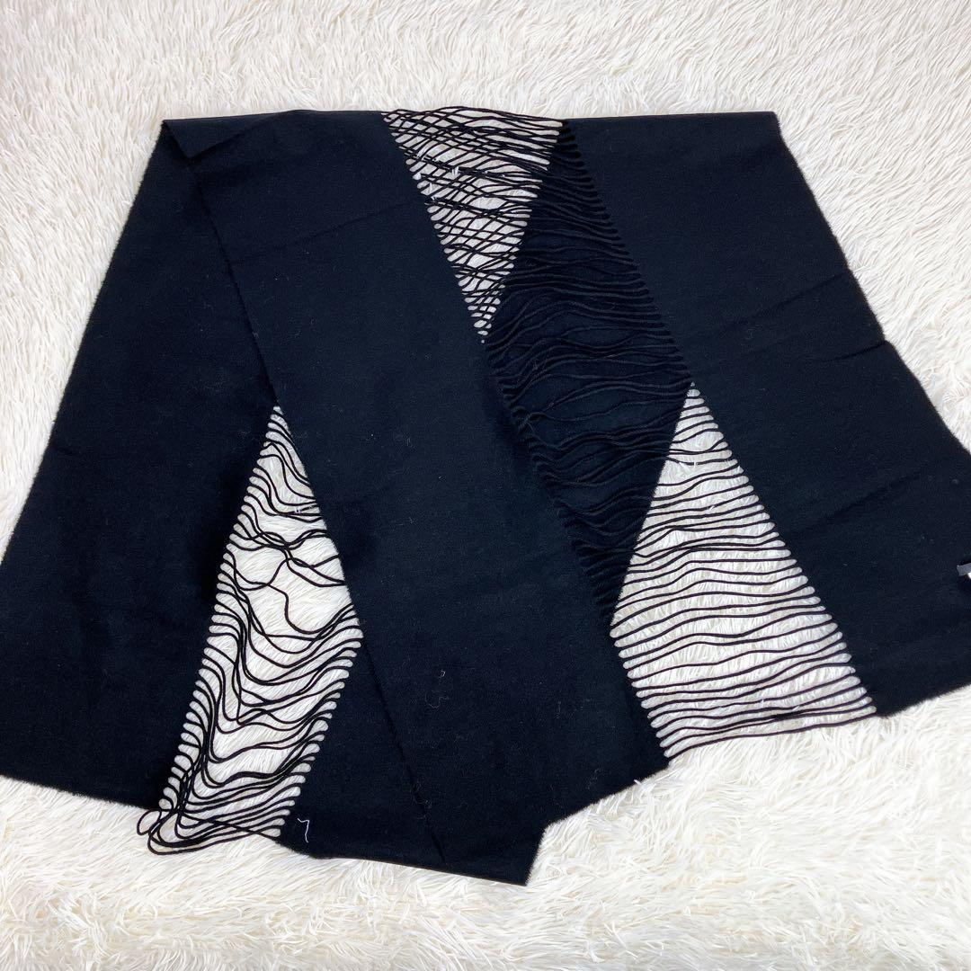 Y's ヨウジヤマモト マフラー　ストール　フリンジ　黒　ウール