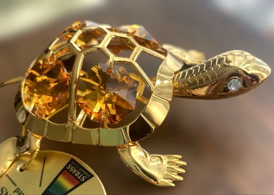 スワロフスキー　ゴールド亀置物　2個セット