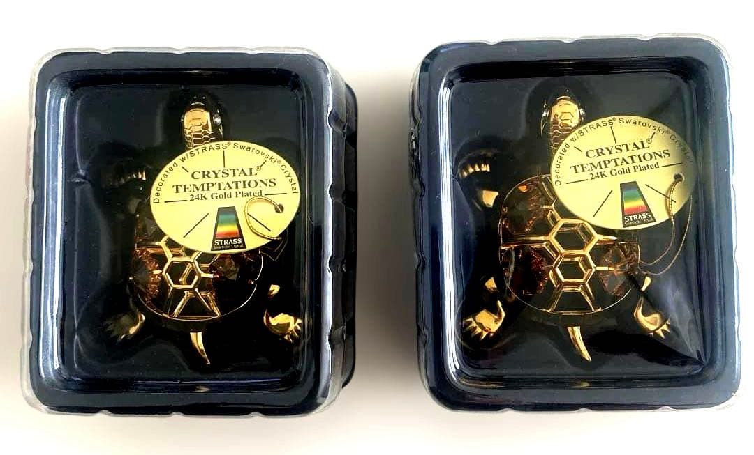 スワロフスキー　ゴールド亀置物　2個セット