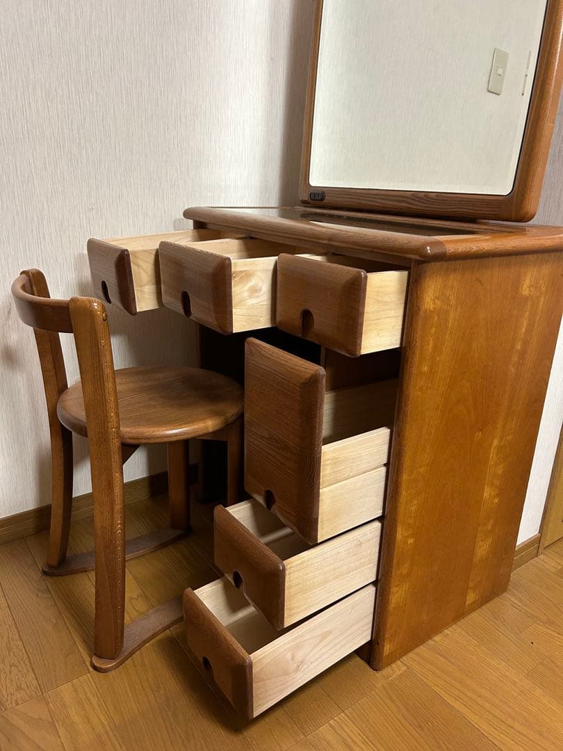 【手渡し希望】木製ドレッサー・鏡台 アーチ型ミラー付き