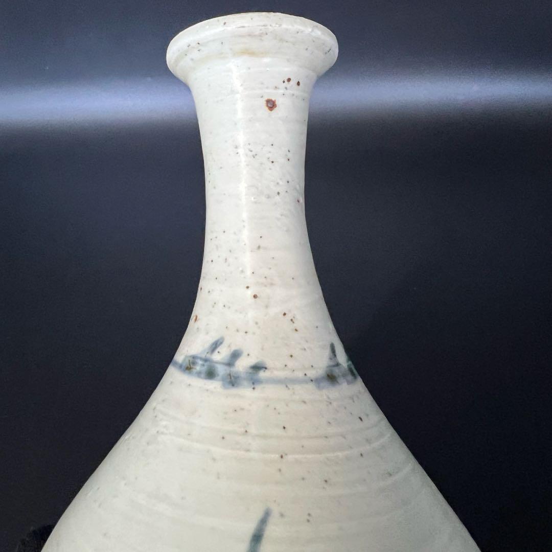 江戸後期〜幕末 伊万里 白磁染付 鶴首徳利（花入） 民藝 古美術骨董◎古道具庵々
