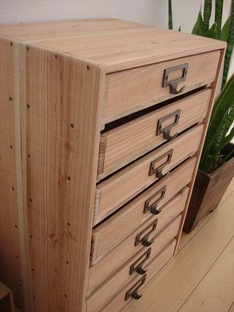 ★送料無料★サイズ変更可能★A4ネームプレート7段引き出し/無垢材木製書類ケース