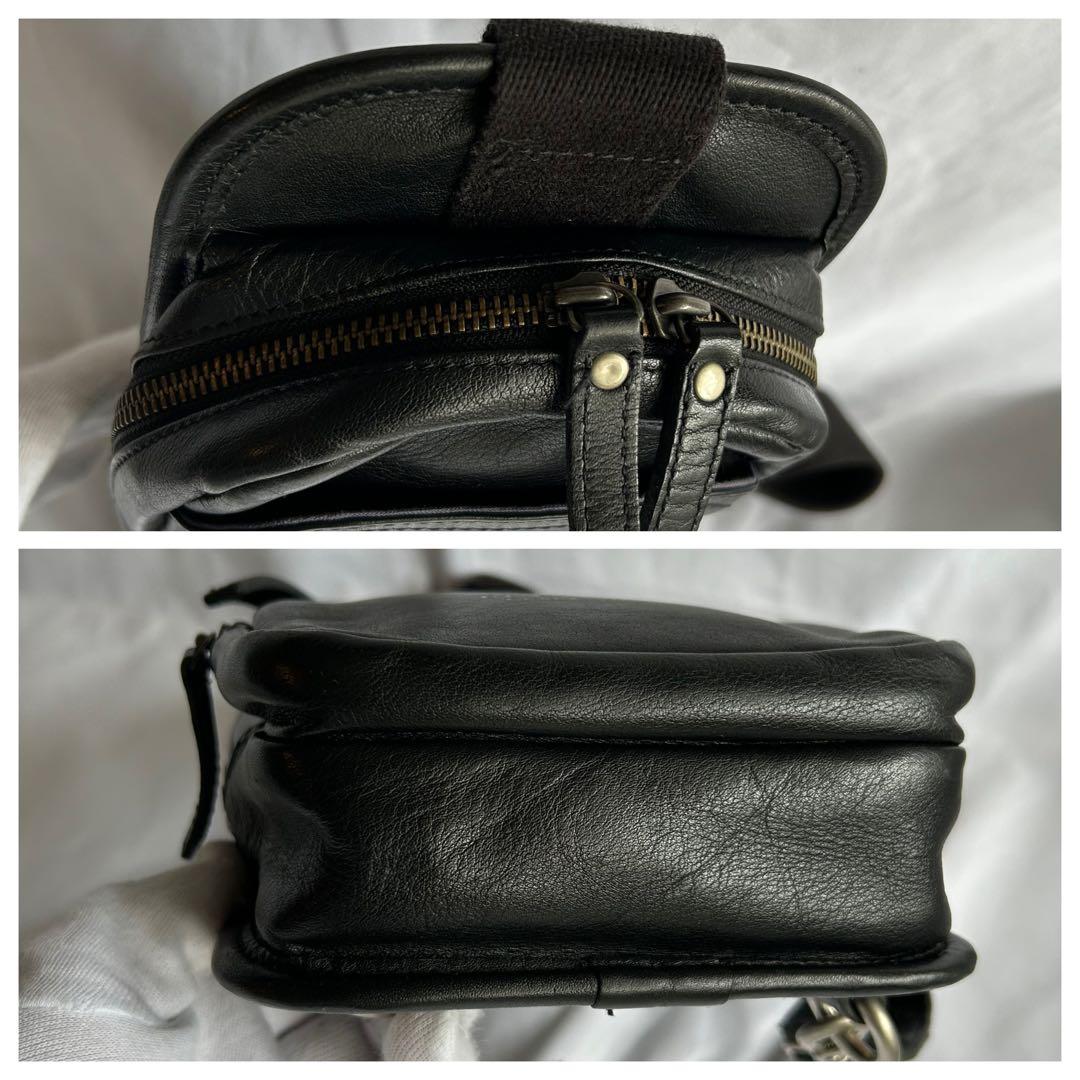 【希少】BURBERRY ブラックレーベル　ブラック　レザー　ボディバッグ 黒