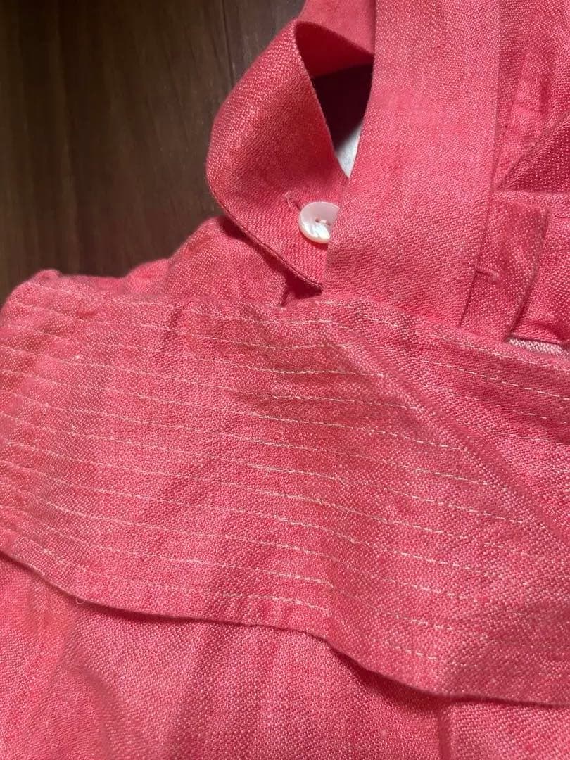 マイラン　ピンク　フリル付きピンクサロペット お直しありです。