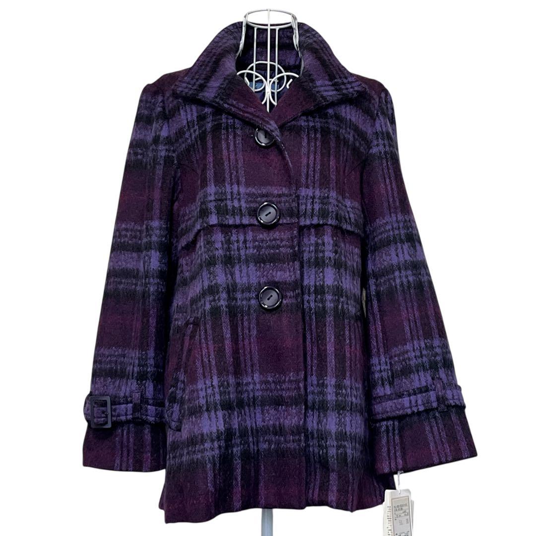 【新品】JUNO ジャケットコート　モヘア混　2way パープル　紫　軽量