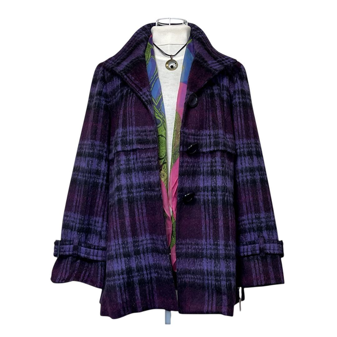 【新品】JUNO ジャケットコート　モヘア混　2way パープル　紫　軽量