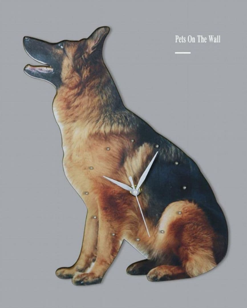 【リアル】壁掛け ペット時計 かわいい ジャーマンシェパード インテリア