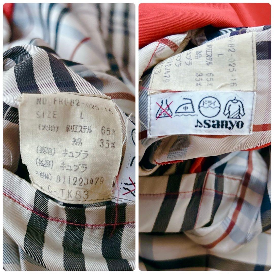 稀少✨バーバリー　トレンチコート　ロング　ダブル　ベルト　赤　ノバチェック　L