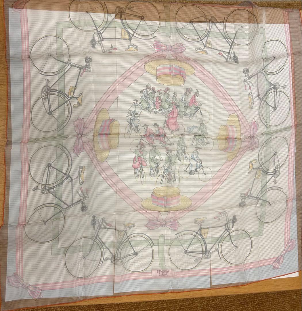 HERMES LES BECANES 自転車シルクスカーフ 70センチ 未使用