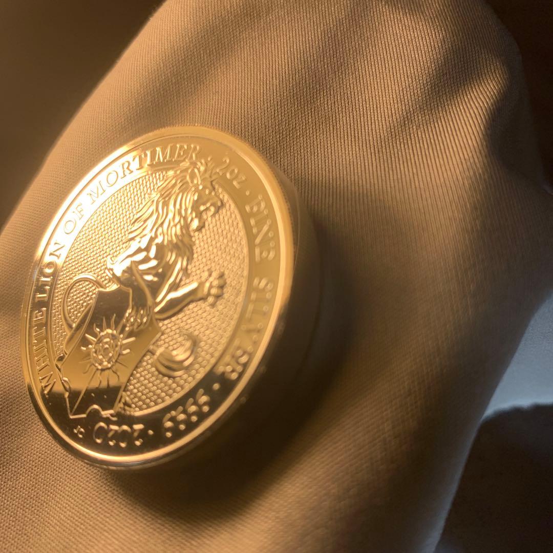 D3 純銀貨 2オンス クイーンズビースト　2020ホワイトライオン