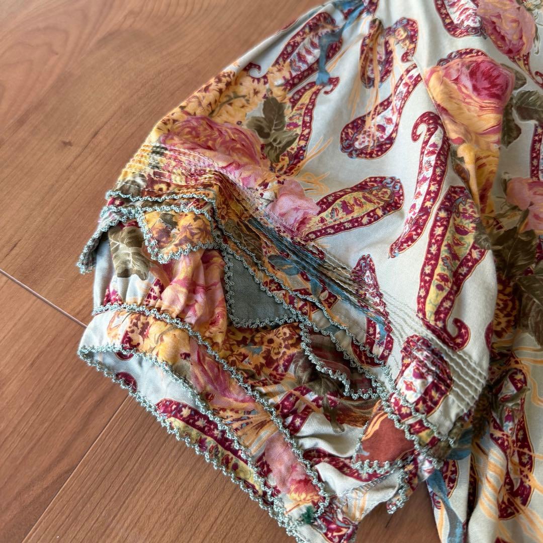 カネコイサオ ペイズリー 薔薇柄 ロングワンピース 半袖 ピンクハウス