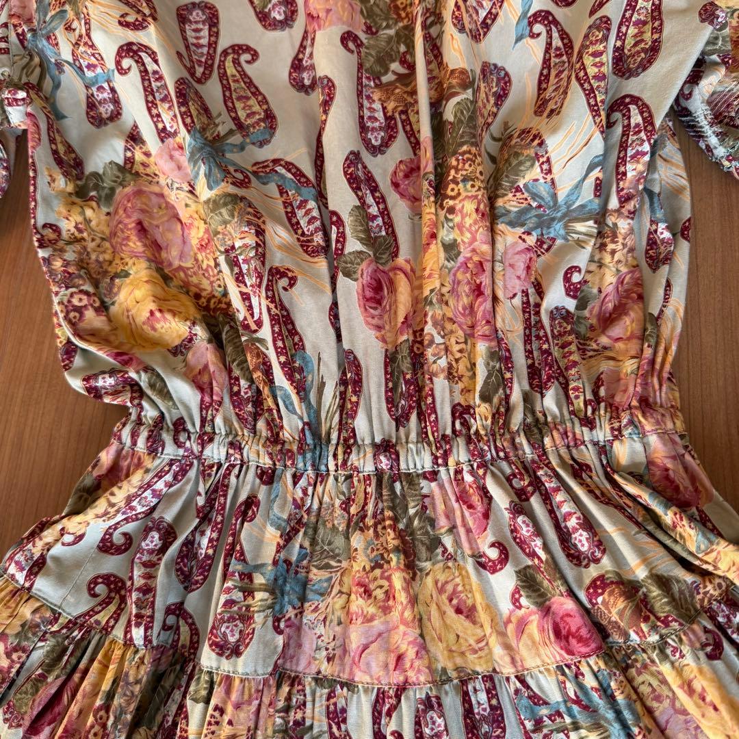 カネコイサオ ペイズリー 薔薇柄 ロングワンピース 半袖 ピンクハウス