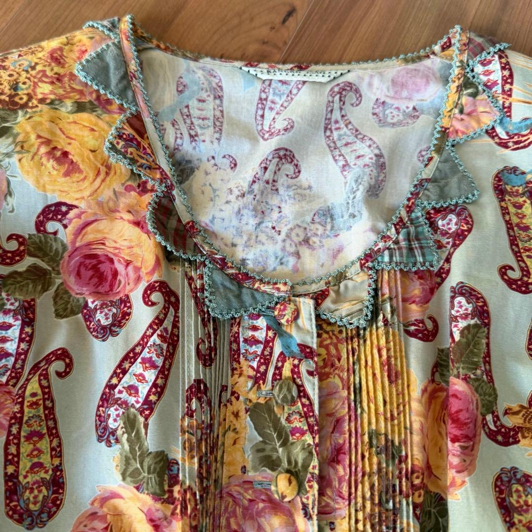 カネコイサオ ペイズリー 薔薇柄 ロングワンピース 半袖 ピンクハウス