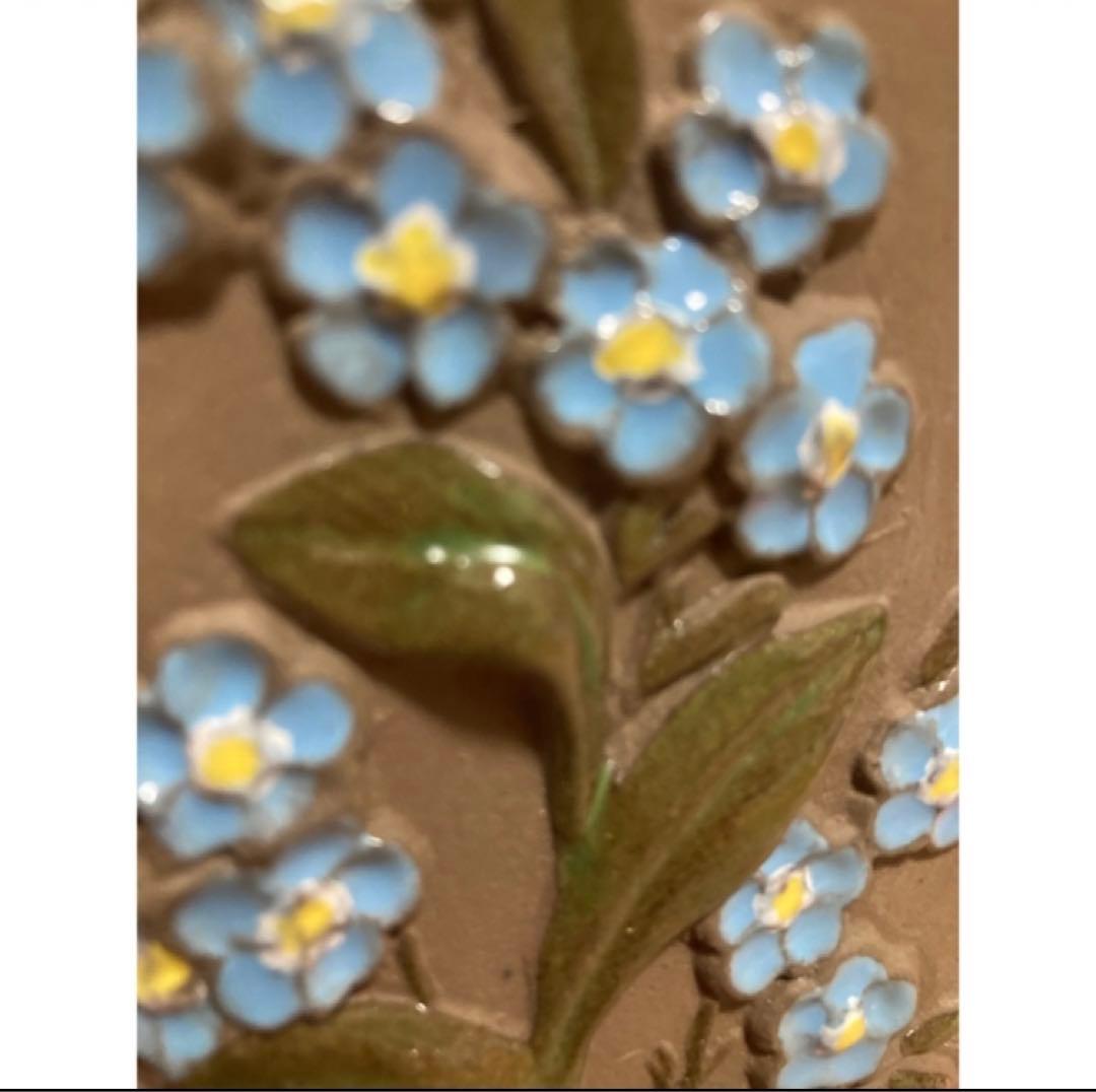 《ヴィンテージ》 ジイガントフタ　スウェーデン 北欧【勿忘草　陶板】壁飾り