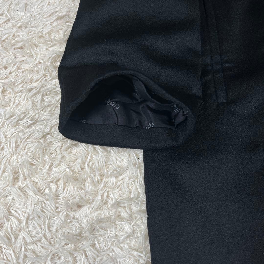 BALMAIN バルマン カシミヤ100% 裏地シルク ロングコート Mブラック
