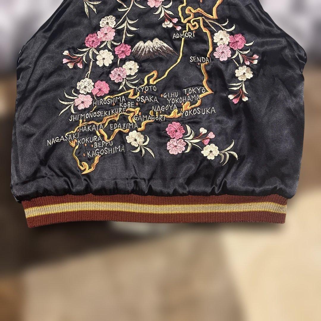 虎刺繍 日本地図 スカジャン