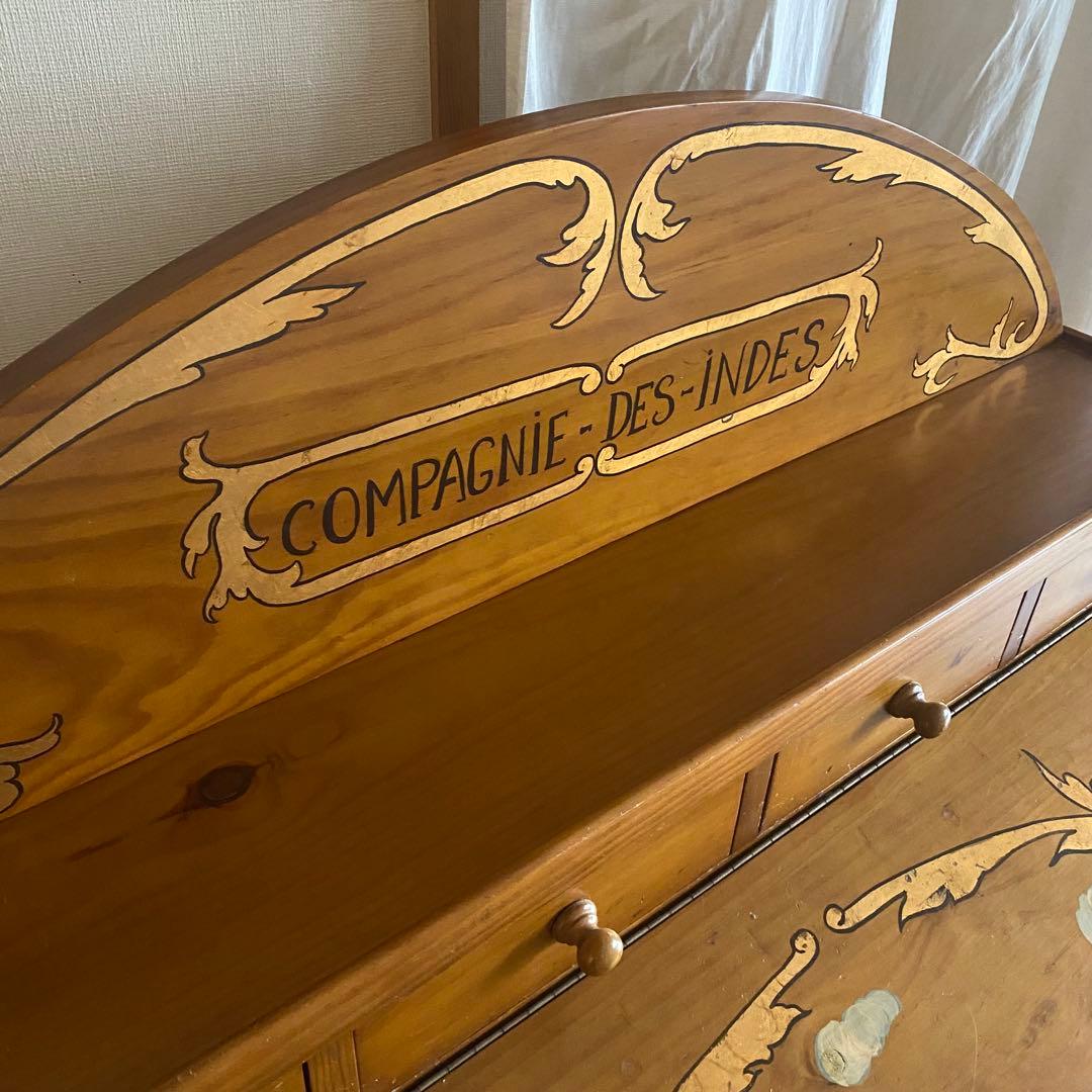 フランス　アンティーク　ドローイング　デスク　机　トールペイント　カントリー