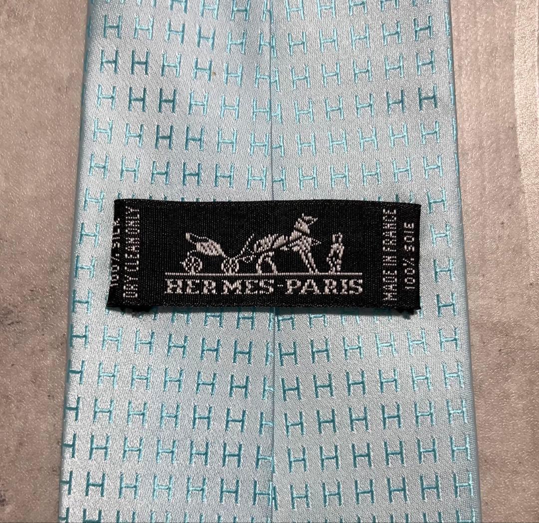 HERMES ネクタイ ハイブランド ファソネ ライトブルー