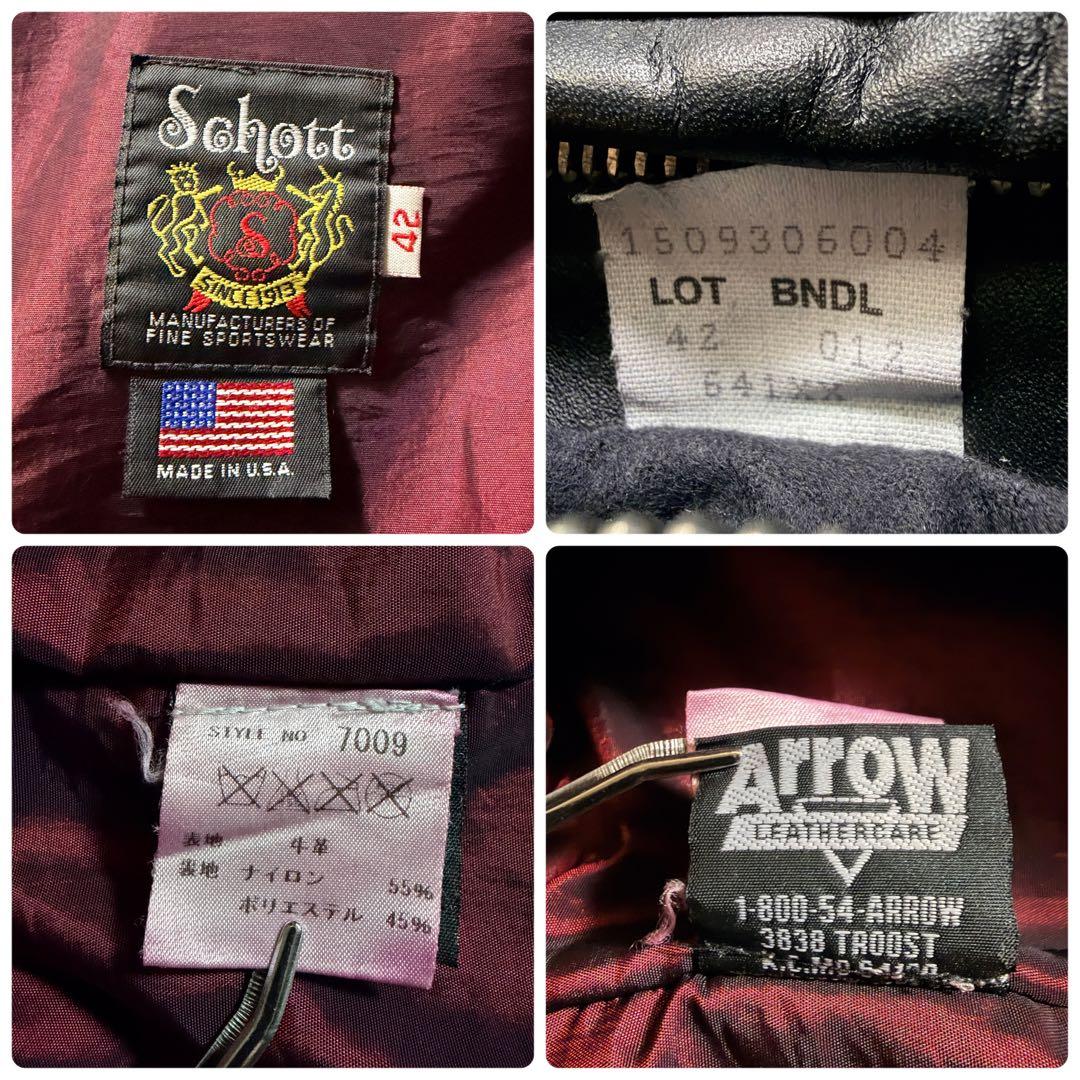 極美品■schott ライダースジャケット　シングル　641XX 7009　42