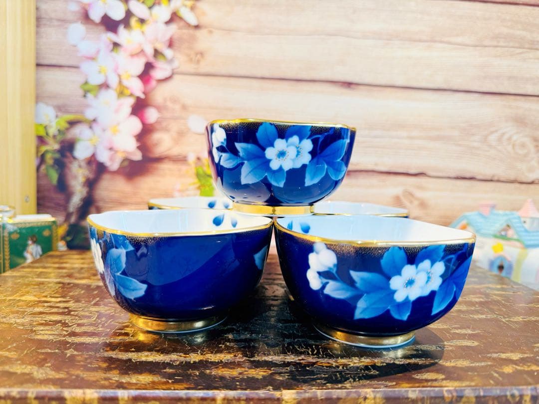 乃りたけ 金彩瑠璃色 小鉢 ５つセット