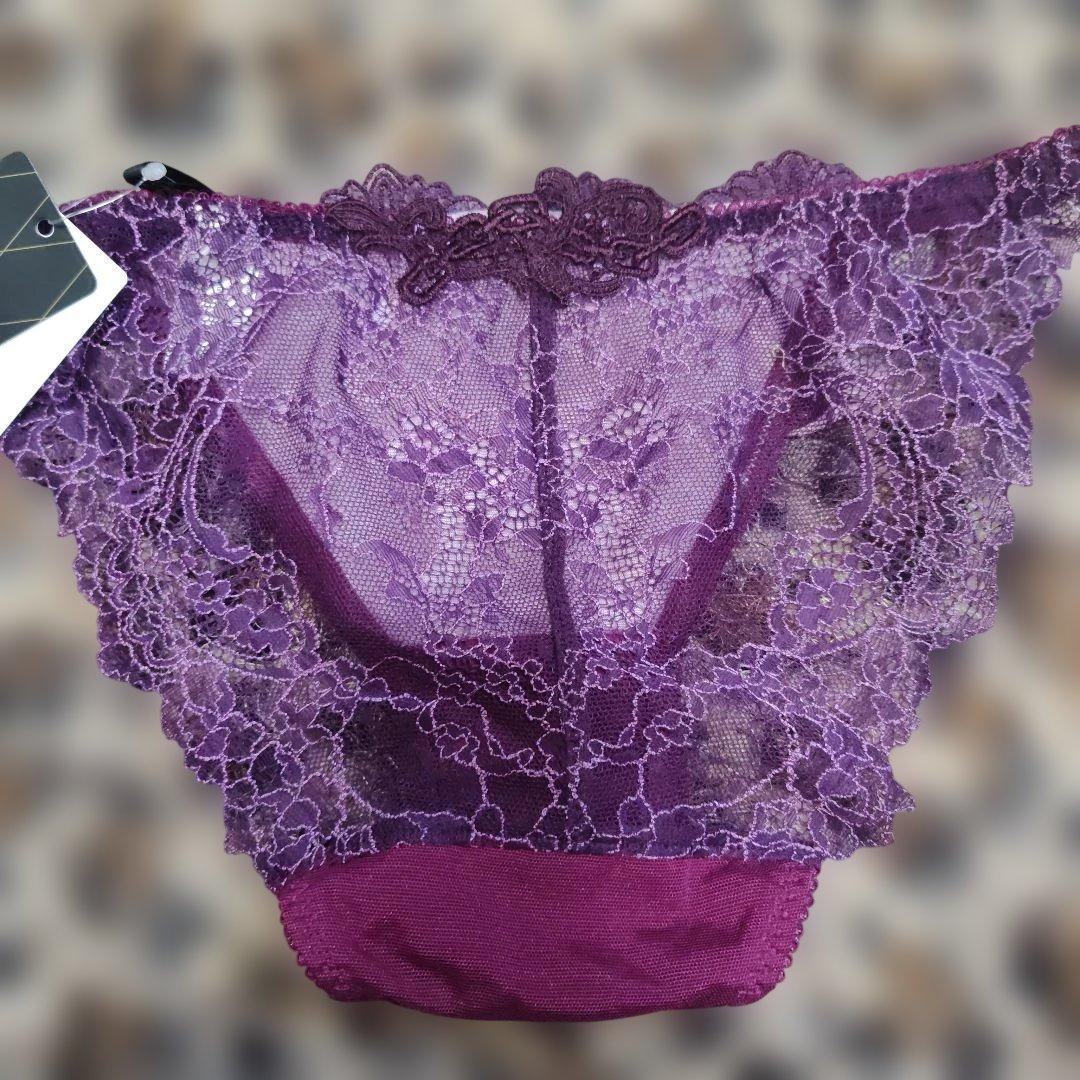 サルート　C65花柄刺繍ブラジャーショーツセット 紫系